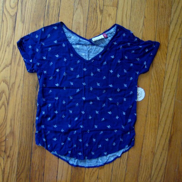 SO Navy Blue Rayon Popover Top - Picture 1 of 4
